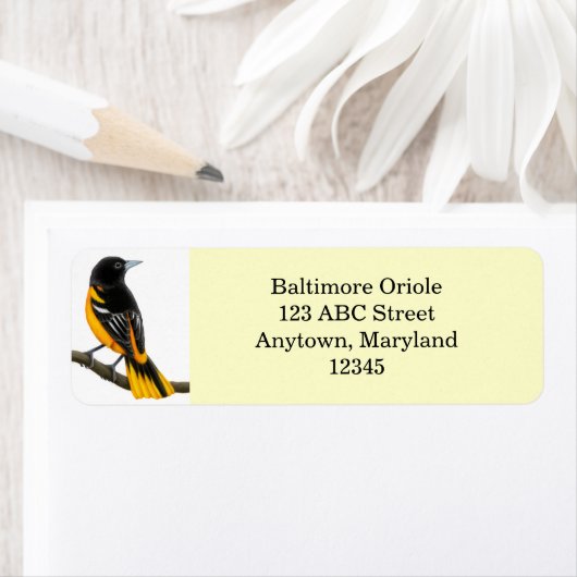 Maßgeschneidertes Baltimore Oriole Bird Label (Insitu)