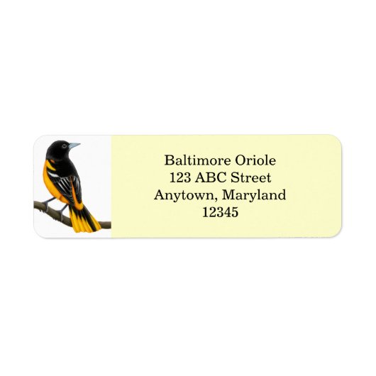 Maßgeschneidertes Baltimore Oriole Bird Label (Vorne)