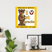 Maßgeschneidertes Bär-I-Liebe-Poster der 1. Klasse Poster (Heimbüro)