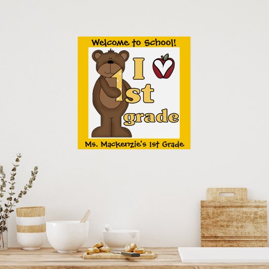 Maßgeschneidertes Bär-I-Liebe-Poster der 1. Klasse Poster (Küche)