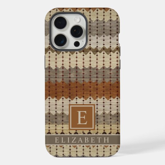Maßgeschneidertes Beige Gray Brown Aztec Muster iPhone Hülle (Rückseite)