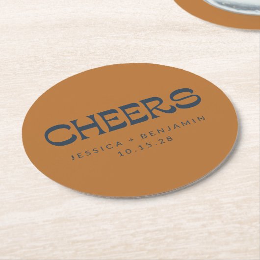 Maßgeschneidertes Beileid für Kupfernavy Moderne H Runder Pappuntersetzer (Angewinkelt)