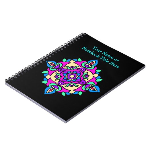 Maßgeschneidertes Black Spiral Notebook Rangoli Mu Notizblock (Linke Seite)