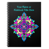 Maßgeschneidertes Black Spiral Notebook Rangoli Mu Notizblock (Vorderseite)
