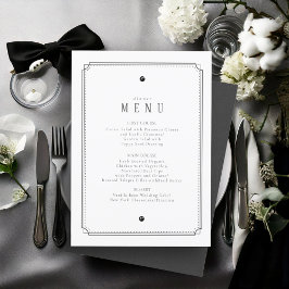 Maßgeschneidertes Black & White Wedding Menu Weiß 