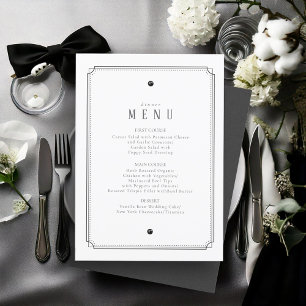 Maßgeschneidertes Black & White Wedding Menu Weiß