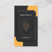 Maßgeschneidertes Black Yellow Elegant 3D Visitenkarte (Rückseite)