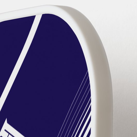 Maßgeschneidertes Blau mit weißen Linien Pickleball Schläger (Linke Seite)