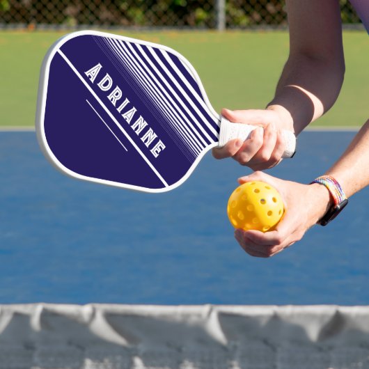 Maßgeschneidertes Blau mit weißen Linien Pickleball Schläger (InSitu)