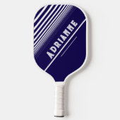 Maßgeschneidertes Blau mit weißen Linien Pickleball Schläger (Rückseite)
