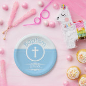 Maßgeschneidertes, blaues Kind Gottes Taufe Pappteller (Party)