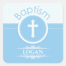 Maßgeschneidertes, blaues Kind Gottes Taufe Quadratischer Aufkleber