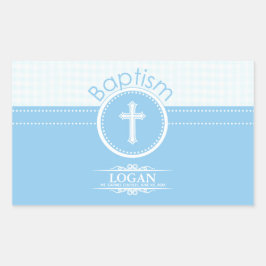 Maßgeschneidertes, blaues Kind Gottes Taufe Rechteckiger Aufkleber