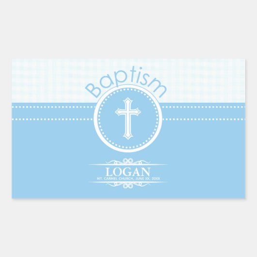 Maßgeschneidertes, blaues Kind Gottes Taufe Rechteckiger Aufkleber (Vorderseite)