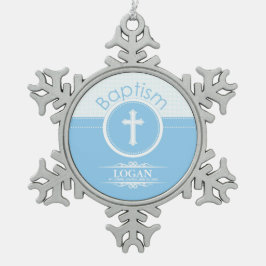 Maßgeschneidertes, blaues Kind Gottes Taufe Schneeflocken Zinn-Ornament