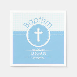 Maßgeschneidertes, blaues Kind Gottes Taufe Serviette