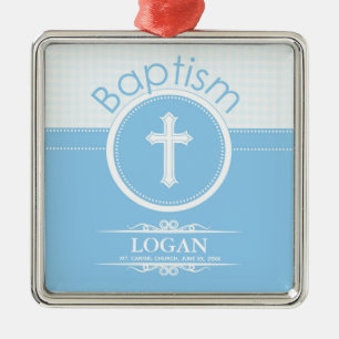 Maßgeschneidertes, blaues Kind Gottes Taufe Silbernes Ornament