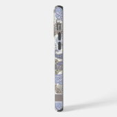 Maßgeschneidertes Blaues Lila-Graues Weiß-Paisley iPhone Hülle (Linke Seite)