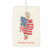 Maßgeschneidertes "Bless America Flag Girl" Autolufterfrischer (Vorderseite)