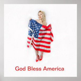 Maßgeschneidertes "Bless America Flag Girl" Poster