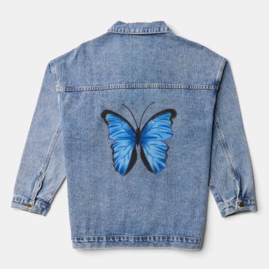 Maßgeschneidertes Blue Butterfly Design Jeansjacke (Rückseite)