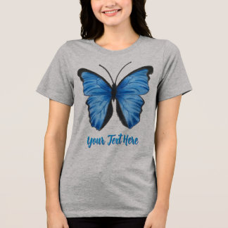 Maßgeschneidertes Blue Butterfly Design Tri-Blend Shirt