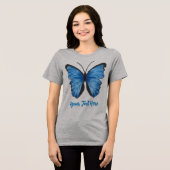 Maßgeschneidertes Blue Butterfly Design Tri-Blend Shirt (Vorderseite voll)