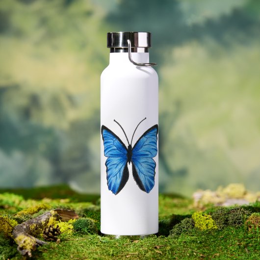 Maßgeschneidertes Blue Butterfly Design Trinkflasche (Außenbereich (gedreht))