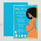 Maßgeschneidertes Blue Gold | Schwangere herunterl Einladung (Vorne/Hinten)