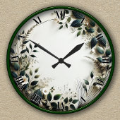 Maßgeschneidertes Blumendesign mit Grün Runde Wanduhr