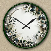 Maßgeschneidertes Blumendesign mit Grün Runde Wanduhr