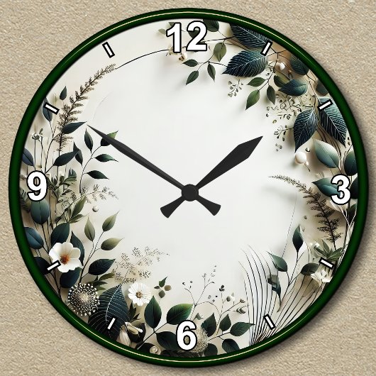 Maßgeschneidertes Blumendesign mit Grün Runde Wanduhr