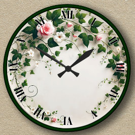 Maßgeschneidertes Blumendesign Runde Wanduhr