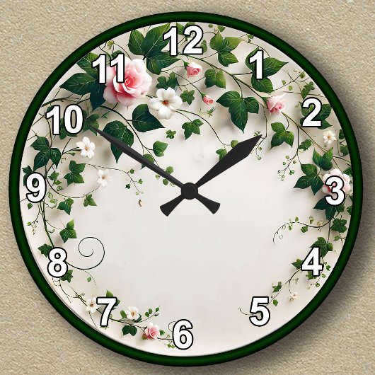 Maßgeschneidertes Blumendesign Runde Wanduhr