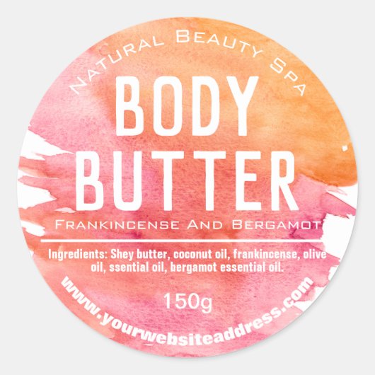 Maßgeschneidertes Body Butter Etikett Runder Aufkleber (Vorderseite)