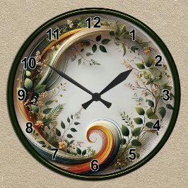Maßgeschneidertes botanisches Swirl-Natureledesign Runde Wanduhr