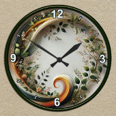 Maßgeschneidertes botanisches Swirl-Natureledesign Runde Wanduhr