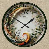 Maßgeschneidertes botanisches Swirl-Natureledesign Runde Wanduhr