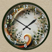Maßgeschneidertes botanisches Swirl-Natureledesign Runde Wanduhr