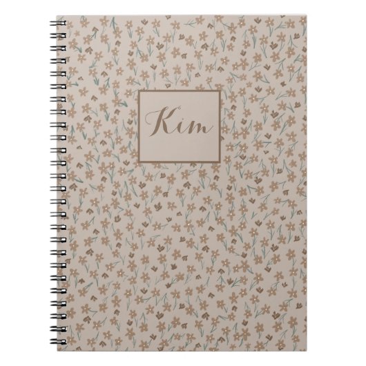 Maßgeschneidertes braunes Blumenheft Notizblock (Vorderseite)