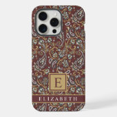 Maßgeschneidertes braunes, weißes Paisley-Muster iPhone Hülle (Rückseite)