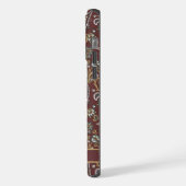 Maßgeschneidertes braunes, weißes Paisley-Muster iPhone Hülle (Linke Seite)