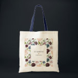 Maßgeschneidertes Brautparty für das Muster der Bu Tragetasche<br><div class="desc">Dieser Totenbeutel ist mit einem blumengeschmückten Aquarellmuster aus Bordeaux und Marineblau mit grünem Blattwerk versehen und kann mit Ihrem eigenen Text personalisiert werden.</div>