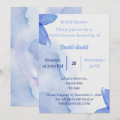 Maßgeschneidertes Brautparty für die blaue Blume Einladung (Vorne/Hinten)