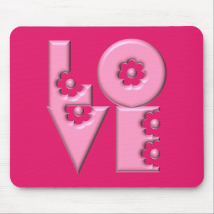 Maßgeschneidertes Bubblegum Pink 3D LIEBE Square Mousepad