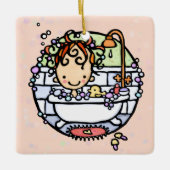 Maßgeschneidertes Bubbly Bath Time Niedlich Girl i Keramikornament (Vorderseite)