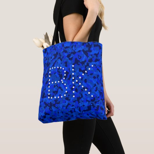 Maßgeschneidertes Camouflage Blue Pattern Monogram Tasche (Von Nahem)