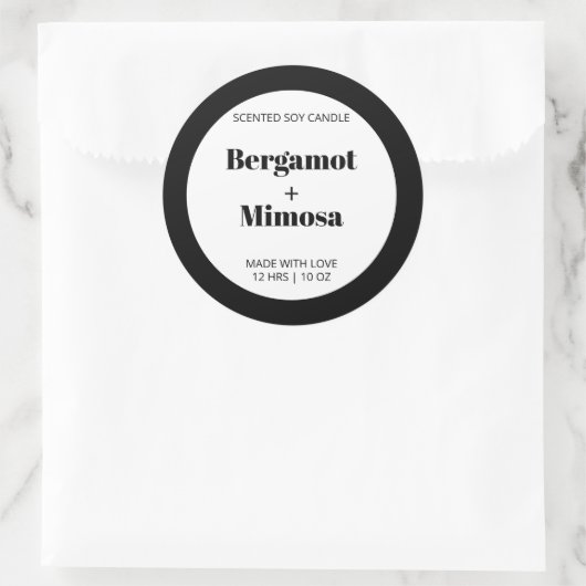 Maßgeschneidertes Candle Label Muster Moderne Runder Aufkleber (Tasche)