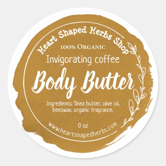 Maßgeschneidertes Coffee Body Butter Etikett handg Runder Aufkleber (Vorderseite)