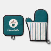 Maßgeschneidertes Crispe Cupcake Bäckerei Ofenhandschuh & Topflappen-Set (Vorderseite)